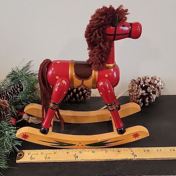 Christmas wooden rocking horse toy vintage handpainted - Picture 6 of 9
